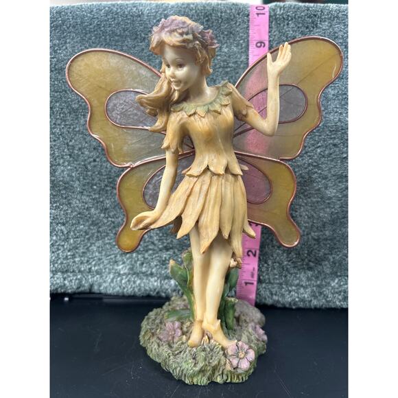 Vintage Fairy Mounted Cast Resin w Wings Tea Light Holder Hand Painted - Picture 14 of 14